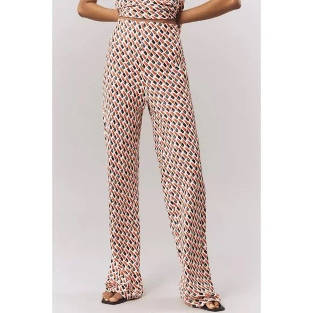 Anthropologie The Tilda Pants: Lipstick Print in  Size Small Tall - Picture 7 of 7